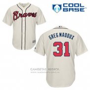 Camiseta Beisbol Hombre Atlanta Braves 31 Greg Maddux Crema Alterno Cool Base