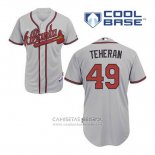 Camiseta Beisbol Hombre Atlanta Braves 49 Julio Teheran Gris Cool Base