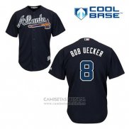 Camiseta Beisbol Hombre Atlanta Braves 8 Bob Uecker Azul Alterno Cool Base