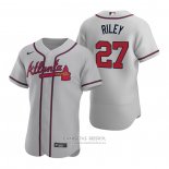 Camiseta Beisbol Hombre Atlanta Braves Austin Riley Autentico 2020 Road Gris