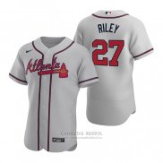 Camiseta Beisbol Hombre Atlanta Braves Austin Riley Autentico 2020 Road Gris