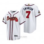 Camiseta Beisbol Hombre Atlanta Braves Dansby Swanson 2022 Gold Program Replica Blanco