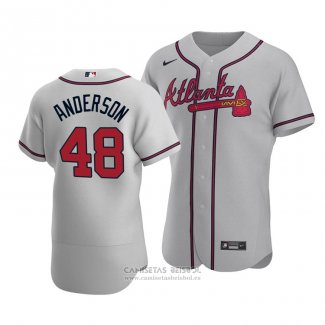 Camiseta Beisbol Hombre Atlanta Braves Ian Anderson Autentico Road Gris