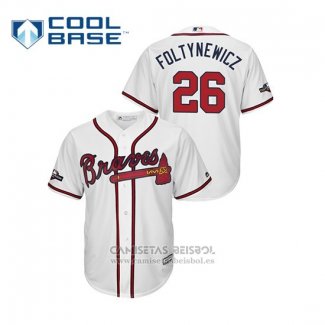 Camiseta Beisbol Hombre Atlanta Braves Mike Foltynewicz 2019 Postemporada Cool Base Blanco