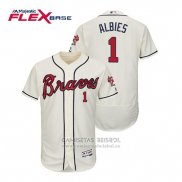 Camiseta Beisbol Hombre Atlanta Braves Ozzie Albies Flex Base Autentico Collezione Alterno 2019 Crema