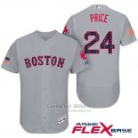 Camiseta Beisbol Hombre Boston Red Sox 2017 Estrellas y Rayas 24 David Price Gris Flex Base
