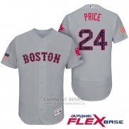 Camiseta Beisbol Hombre Boston Red Sox 2017 Estrellas y Rayas 24 David Price Gris Flex Base