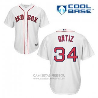 Camiseta Beisbol Hombre Boston Red Sox 34 David Ortiz Blanco Primera Cool Base