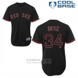 Camiseta Beisbol Hombre Boston Red Sox 34 David Ortiz Negro Fashion Cool Base