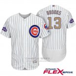 Camiseta Beisbol Hombre Chicago Cubs 13 Aaron Brooks Blanco Oro Flex Base