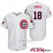 Camiseta Beisbol Hombre Chicago Cubs 2017 Estrellas y Rayas Cubs 18 Ben Zobrist Blanco Flex Base