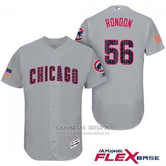 Camiseta Beisbol Hombre Chicago Cubs 2017 Estrellas y Rayas Cubs 56 Hector Rondon Gris Flex Base