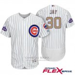 Camiseta Beisbol Hombre Chicago Cubs 30 Jon Jay Blanco Oro Flex Base