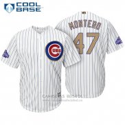 Camiseta Beisbol Hombre Chicago Cubs 47 Miguel Montero Blanco Oro Cool Base