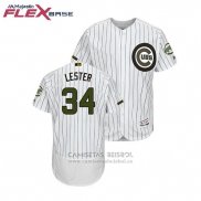 Camiseta Beisbol Hombre Chicago Cubs Jon Lester 2018 Dia de los Caidos Flex Base Blanco