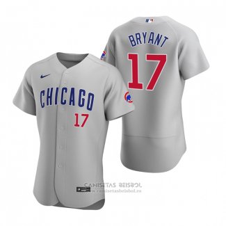 Camiseta Beisbol Hombre Chicago Cubs Kris Bryant Autentico 2020 Road Gris
