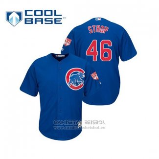 Camiseta Beisbol Hombre Chicago Cubs Pedro Strop Cool Base Entrenamiento de Primavera 2019 Azul