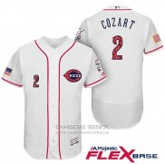 Camiseta Beisbol Hombre Cincinnati Reds 2017 Estrellas Y Rayas 2 Zack Cozart Blanco Flex Base