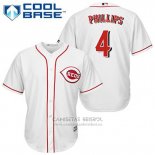 Camiseta Beisbol Hombre Cincinnati Reds Brandon Phillips 4 Blanco Primera Cool Base