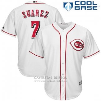 Camiseta Beisbol Hombre Cincinnati Reds Eugenio Suarez 7 Blanco Cool Base