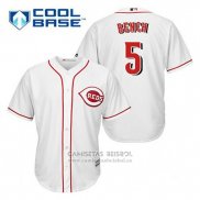 Camiseta Beisbol Hombre Cincinnati Reds Johnny Bench 5 Blanco Primera Cool Base