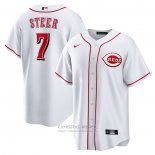 Camiseta Beisbol Hombre Cincinnati Reds Spencer Steer Primera Replica Blanco