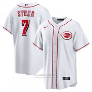 Camiseta Beisbol Hombre Cincinnati Reds Spencer Steer Primera Replica Blanco