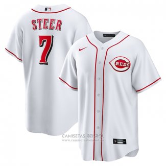 Camiseta Beisbol Hombre Cincinnati Reds Spencer Steer Primera Replica Blanco