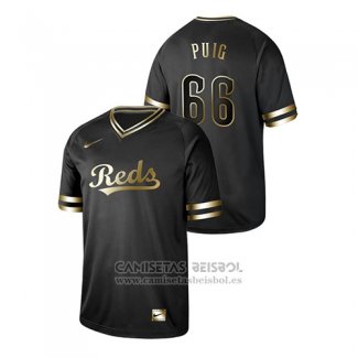 Camiseta Beisbol Hombre Cincinnati Reds Yasiel Puig 2019 Golden Edition Negro