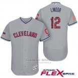 Camiseta Beisbol Hombre Cleveland Indians 2017 Estrellas y Rayas Francisco Lindor Gris Flex Base