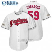 Camiseta Beisbol Hombre Cleveland Indians 2017 Postemporada 59 Carlos Carrasco Blanco Cool Base