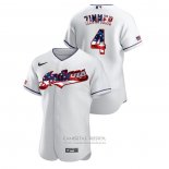 Camiseta Beisbol Hombre Cleveland Indians Bradley Zimmer 2020 Stars & Stripes 4th of July Blanco