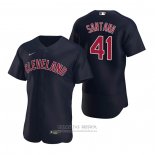 Camiseta Beisbol Hombre Cleveland Indians Carlos Santana Alterno Autentico 2020 Azul