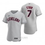 Camiseta Beisbol Hombre Cleveland Indians Myles Straw Autentico Road Gris