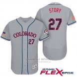 Camiseta Beisbol Hombre Colorado Rockies 2017 Estrellas y Rayas Trevor Story 27 Gris Flex Base