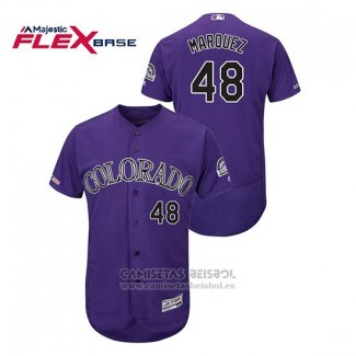 Camiseta Beisbol Hombre Colorado Rockies German Marquez Autentico Collection Flex Base Violeta