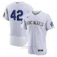 Camiseta Beisbol Hombre Colorado Rockies Jackie Robinson Autentico Blanco