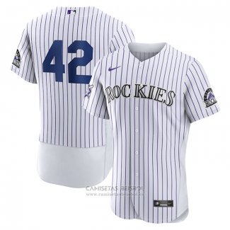 Camiseta Beisbol Hombre Colorado Rockies Jackie Robinson Autentico Blanco