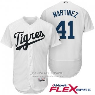 Camiseta Beisbol Hombre Detroit Tigers 41 Victor Martinez Blanco Hispanic Heritage Flex Base Jugador