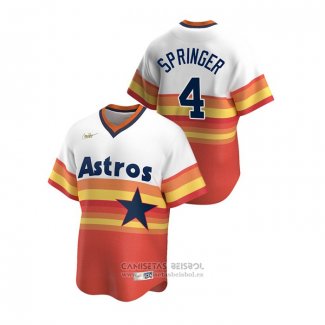 Camiseta Beisbol Hombre Houston Astros George Springer Cooperstown Collection Primera Blanco Naranja