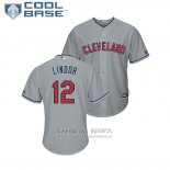 Camiseta Beisbol Hombre Indians Francisco Lindor 2018 Stars & Stripes Cool Base Gris