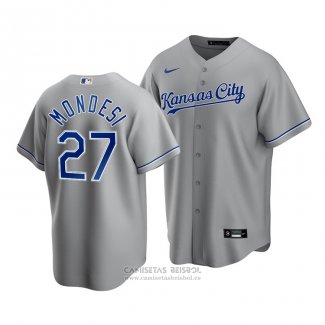 Camiseta Beisbol Hombre Kansas City Royals Adalberto Mondesi Replica Cool Base Road Gris