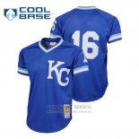 Camiseta Beisbol Hombre Kansas City Royals Bo Jackson Cooperstown Collezione Mesh Batting Practice Azul