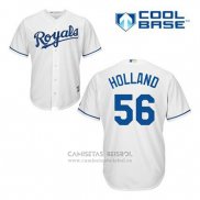 Camiseta Beisbol Hombre Kansas City Royals Greg Holland 56 Blanco Primera Cool Base