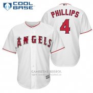 Camiseta Beisbol Hombre Los Angeles Angels 4 Brandon Phillips Blanco Primera Jugador Cool Base