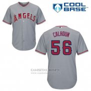 Camiseta Beisbol Hombre Los Angeles Angels Kole Calhoun 56 Gris Cool Base