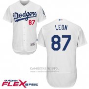 Camiseta Beisbol Hombre Los Angeles Dodgers 87 Jose De Leon Blanco Flex Base