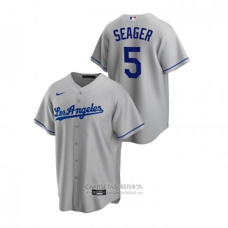 Camiseta Beisbol Hombre Los Angeles Dodgers Corey Seager Replica Road Gris