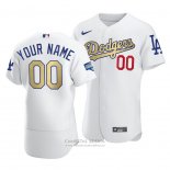 Camiseta Beisbol Hombre Los Angeles Dodgers Personalizada 2021 Gold Program Patch Autentico Blanco