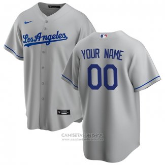 Camiseta Beisbol Hombre Los Angeles Dodgers Road Replica Personalizada Gris